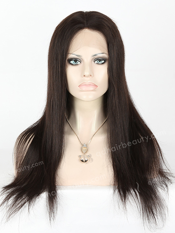 In Stock Malaysian Virgin Hair 18" Straight Natural Color Silk Top Full Lace Wig STW-308
